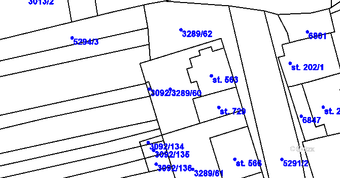 Parcela st. 3289/60 v KÚ Kněždub, Katastrální mapa