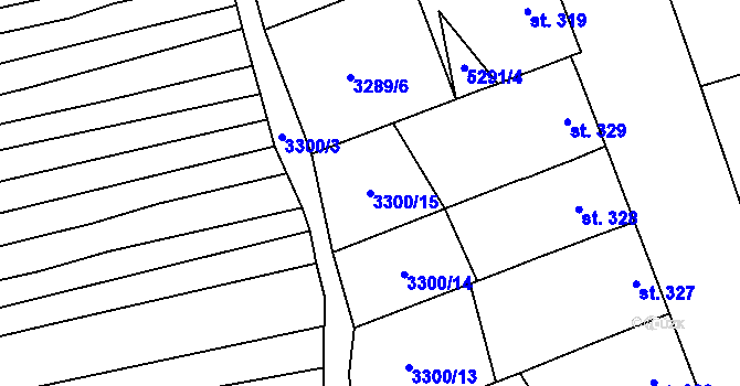 Parcela st. 3300/15 v KÚ Kněždub, Katastrální mapa