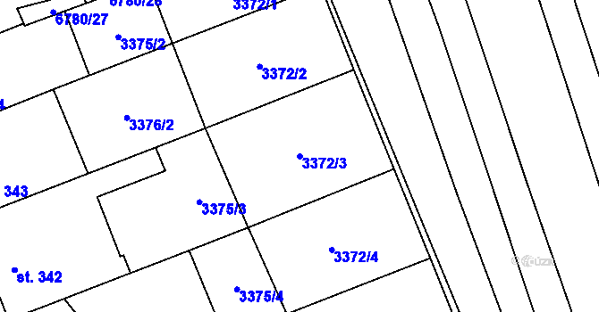 Parcela st. 3372/3 v KÚ Kněždub, Katastrální mapa