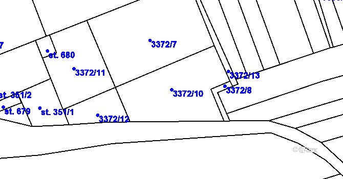 Parcela st. 3372/10 v KÚ Kněždub, Katastrální mapa