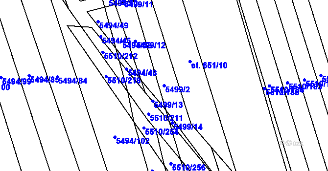 Parcela st. 5499/2 v KÚ Kněždub, Katastrální mapa