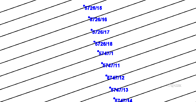 Parcela st. 5747/1 v KÚ Kněždub, Katastrální mapa