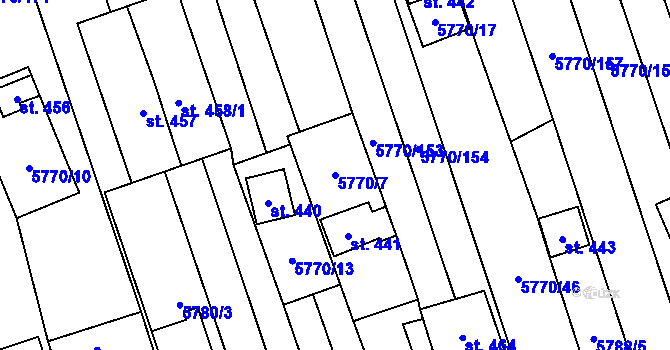 Parcela st. 5770/7 v KÚ Kněždub, Katastrální mapa