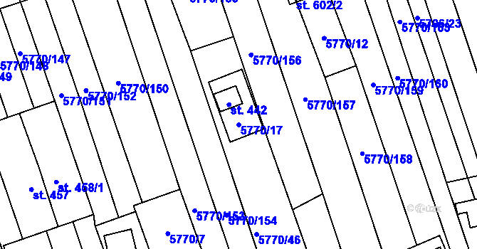 Parcela st. 5770/17 v KÚ Kněždub, Katastrální mapa