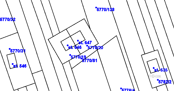 Parcela st. 5770/20 v KÚ Kněždub, Katastrální mapa