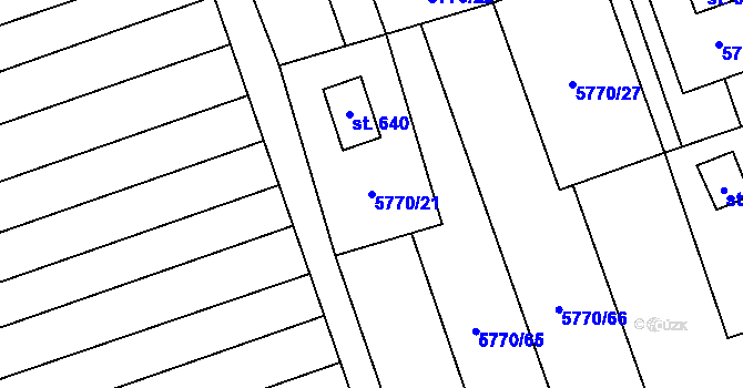 Parcela st. 5770/21 v KÚ Kněždub, Katastrální mapa