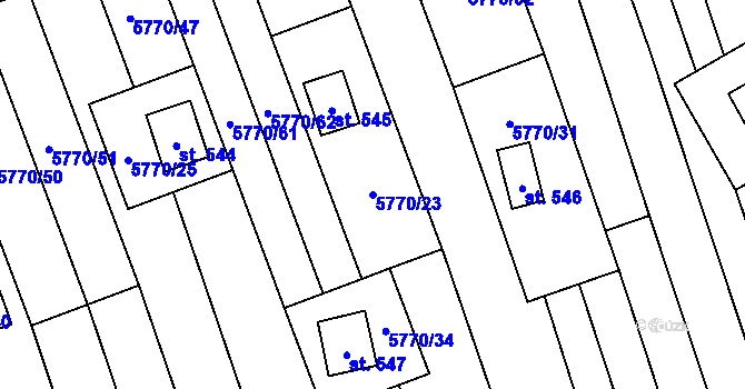Parcela st. 5770/23 v KÚ Kněždub, Katastrální mapa