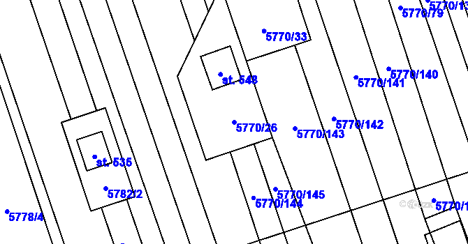 Parcela st. 5770/26 v KÚ Kněždub, Katastrální mapa