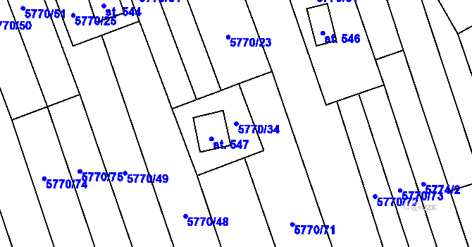 Parcela st. 5770/34 v KÚ Kněždub, Katastrální mapa