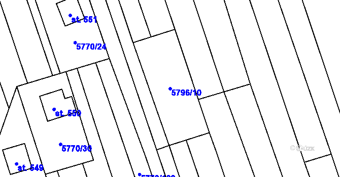 Parcela st. 5796/10 v KÚ Kněždub, Katastrální mapa