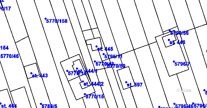 Parcela st. 5796/11 v KÚ Kněždub, Katastrální mapa