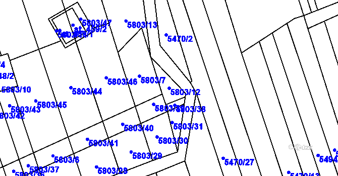 Parcela st. 5803/12 v KÚ Kněždub, Katastrální mapa