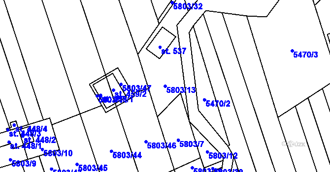 Parcela st. 5803/13 v KÚ Kněždub, Katastrální mapa