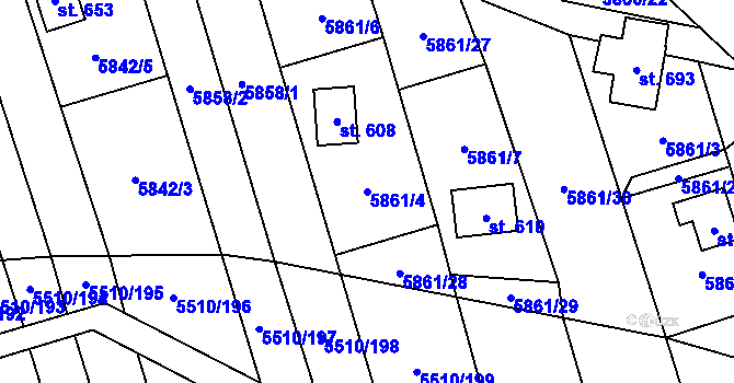 Parcela st. 5861/4 v KÚ Kněždub, Katastrální mapa