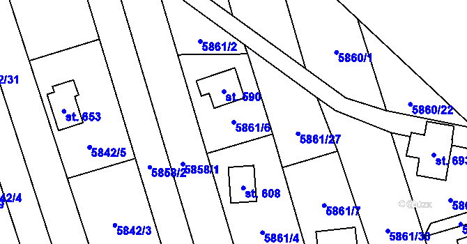 Parcela st. 5861/6 v KÚ Kněždub, Katastrální mapa