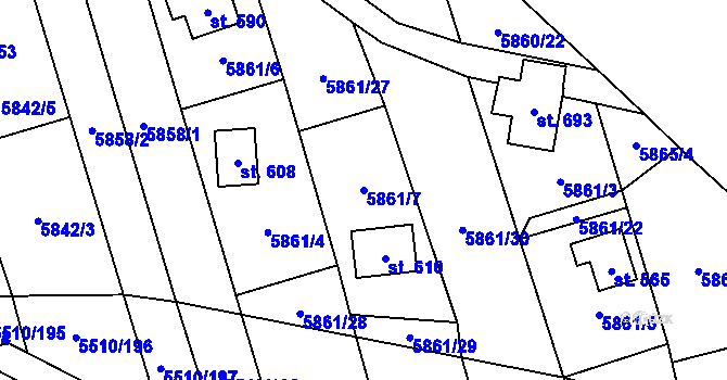 Parcela st. 5861/7 v KÚ Kněždub, Katastrální mapa