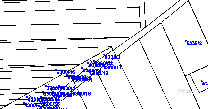 Parcela st. 6300/2 v KÚ Kněždub, Katastrální mapa