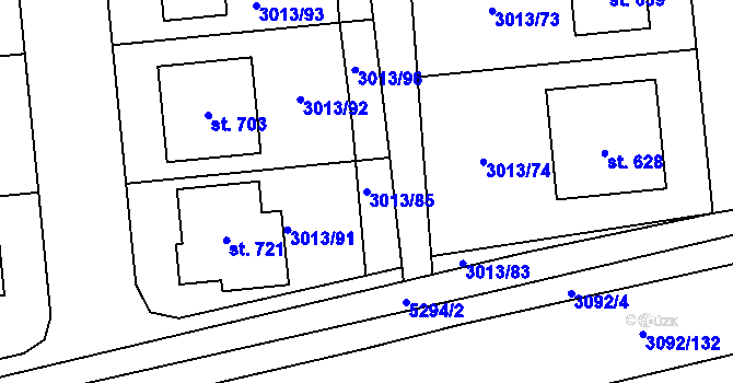 Parcela st. 3013/85 v KÚ Kněždub, Katastrální mapa