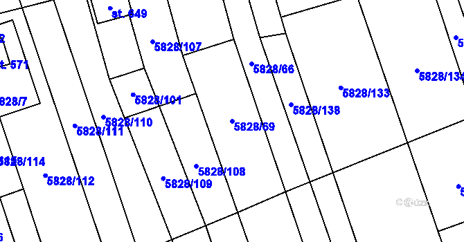 Parcela st. 5828/69 v KÚ Kněždub, Katastrální mapa