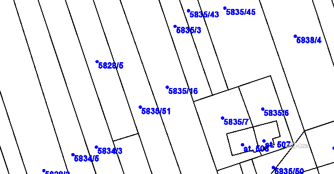 Parcela st. 5835/16 v KÚ Kněždub, Katastrální mapa