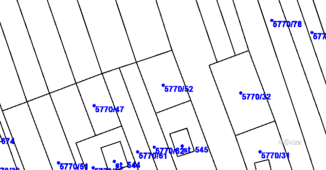 Parcela st. 5770/52 v KÚ Kněždub, Katastrální mapa