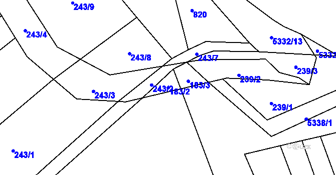 Parcela st. 183/2 v KÚ Kněždub, Katastrální mapa