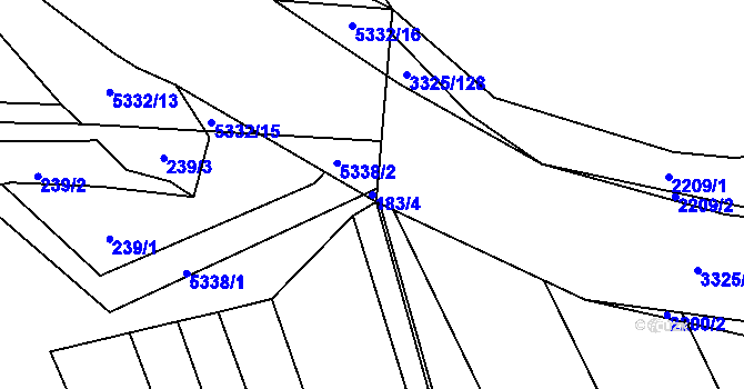 Parcela st. 183/4 v KÚ Kněždub, Katastrální mapa