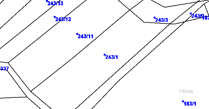 Parcela st. 243/1 v KÚ Kněždub, Katastrální mapa