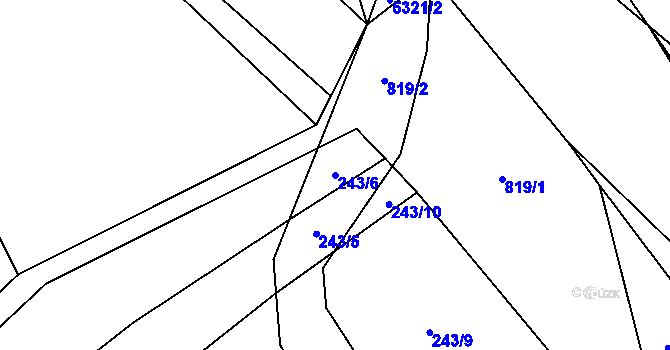 Parcela st. 243/6 v KÚ Kněždub, Katastrální mapa