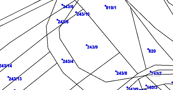 Parcela st. 243/9 v KÚ Kněždub, Katastrální mapa