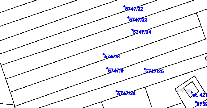 Parcela st. 5747/8 v KÚ Kněždub, Katastrální mapa