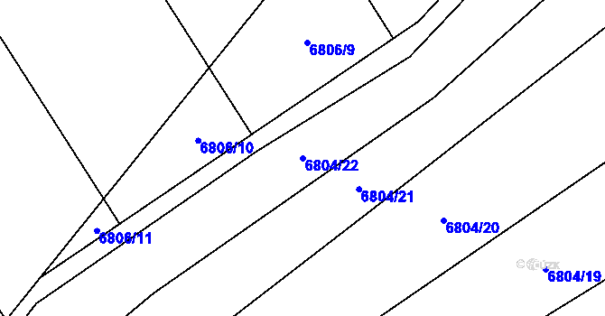Parcela st. 6804/22 v KÚ Kněždub, Katastrální mapa