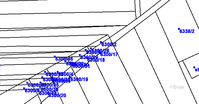 Parcela st. 6300/17 v KÚ Kněždub, Katastrální mapa