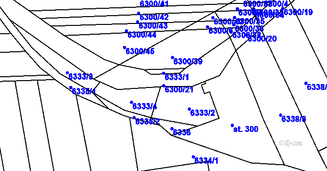 Parcela st. 6300/21 v KÚ Kněždub, Katastrální mapa