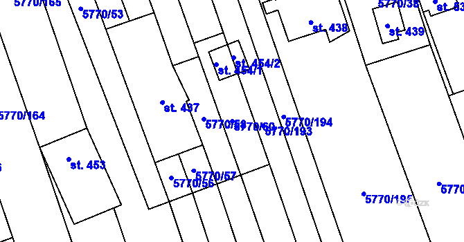 Parcela st. 5770/60 v KÚ Kněždub, Katastrální mapa