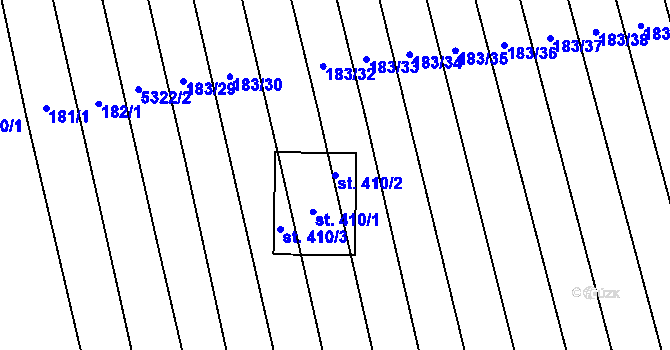 Parcela st. 410/2 v KÚ Kněždub, Katastrální mapa