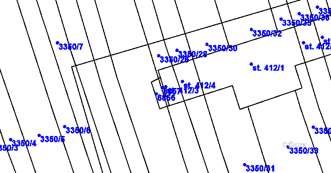 Parcela st. 412/3 v KÚ Kněždub, Katastrální mapa