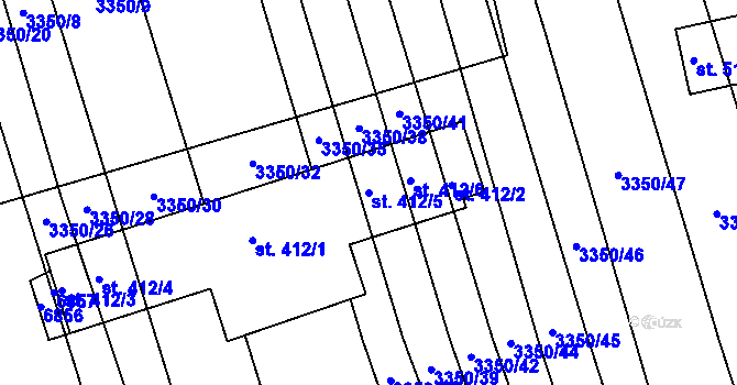 Parcela st. 412/5 v KÚ Kněždub, Katastrální mapa
