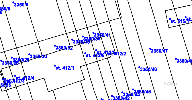Parcela st. 412/6 v KÚ Kněždub, Katastrální mapa