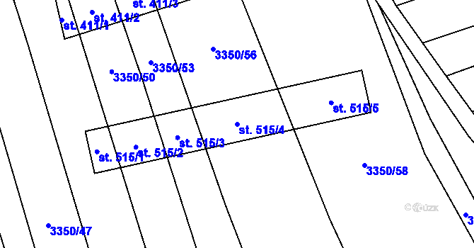 Parcela st. 515/4 v KÚ Kněždub, Katastrální mapa