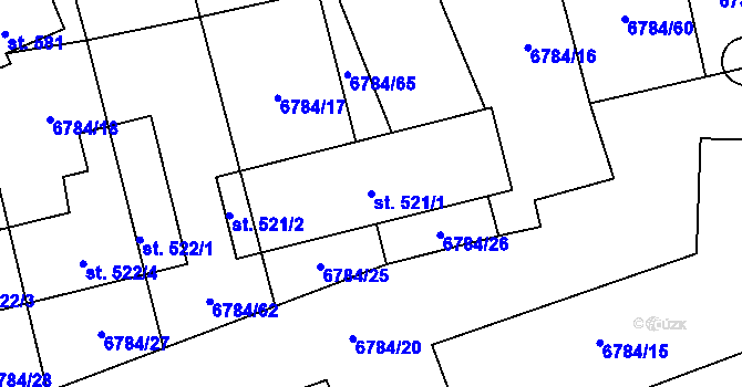 Parcela st. 521/1 v KÚ Kněždub, Katastrální mapa