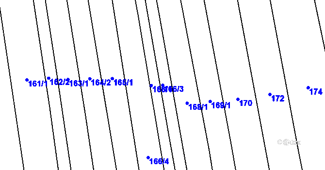 Parcela st. 166/3 v KÚ Kněždub, Katastrální mapa