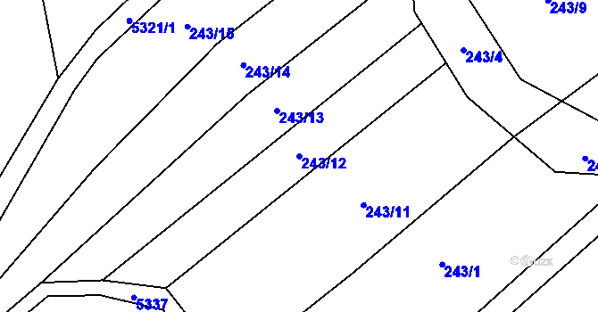 Parcela st. 243/12 v KÚ Kněždub, Katastrální mapa