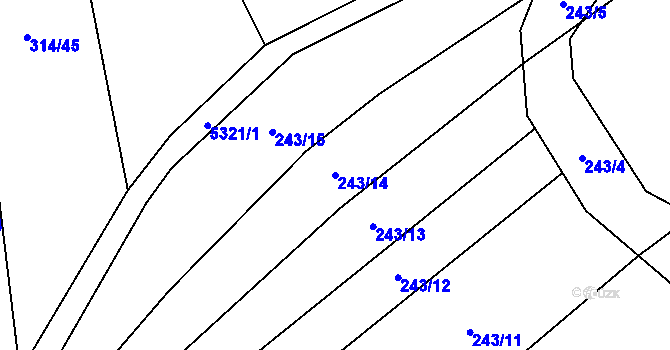 Parcela st. 243/14 v KÚ Kněždub, Katastrální mapa