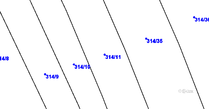 Parcela st. 314/11 v KÚ Kněždub, Katastrální mapa