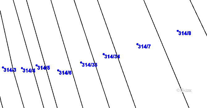 Parcela st. 314/34 v KÚ Kněždub, Katastrální mapa