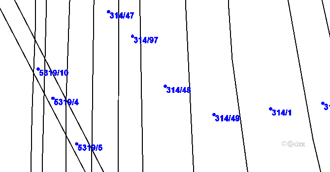 Parcela st. 314/48 v KÚ Kněždub, Katastrální mapa