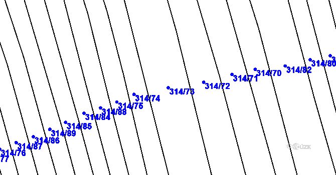 Parcela st. 314/73 v KÚ Kněždub, Katastrální mapa