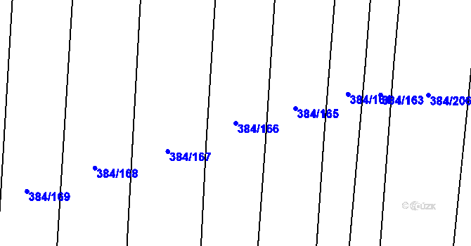 Parcela st. 384/166 v KÚ Kněždub, Katastrální mapa