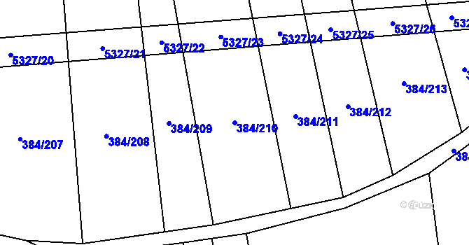 Parcela st. 384/210 v KÚ Kněždub, Katastrální mapa